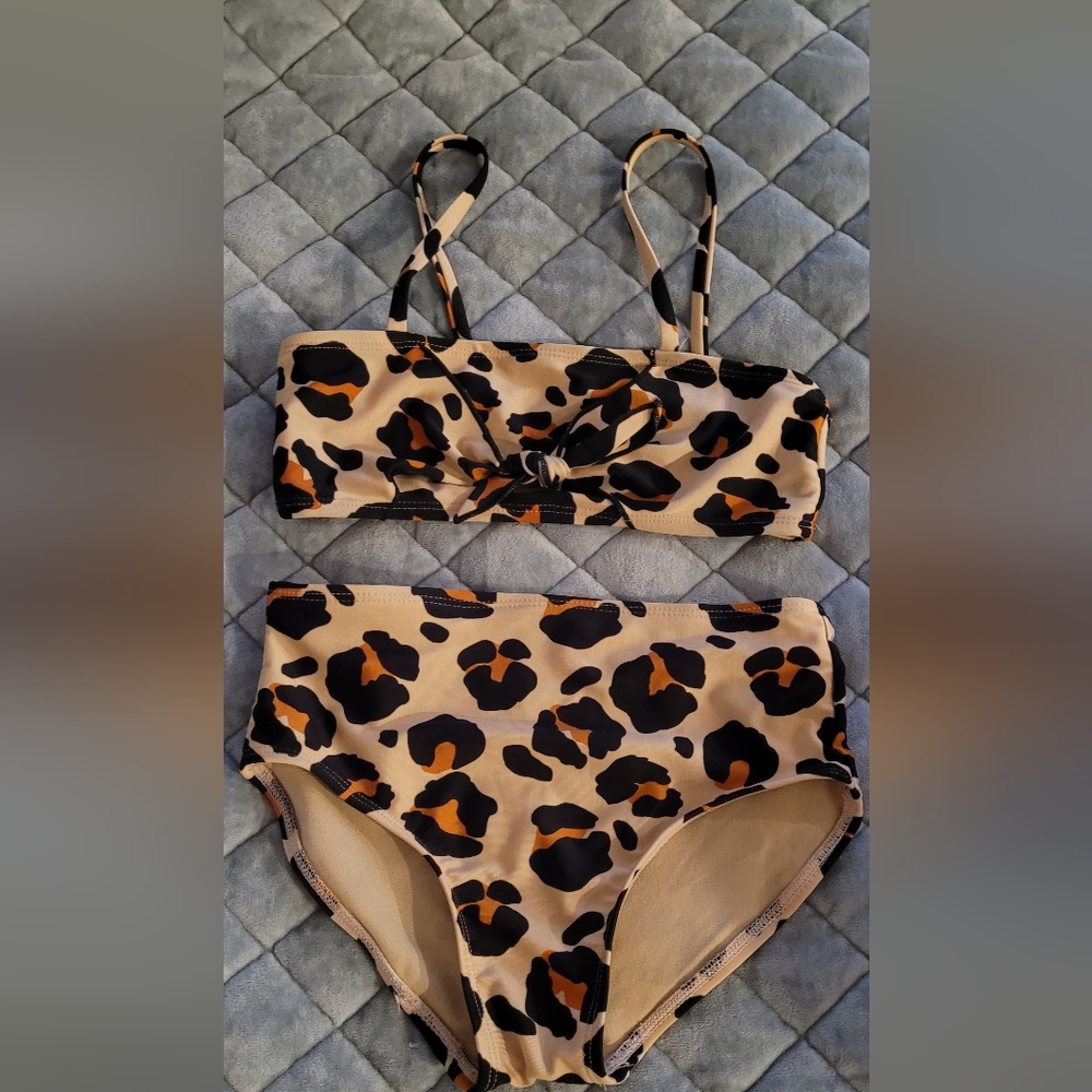 Art Class Girls Leopard High Waisted Bikini Size S 6/6x